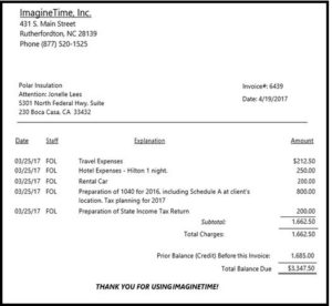 Time and Billing Invoice